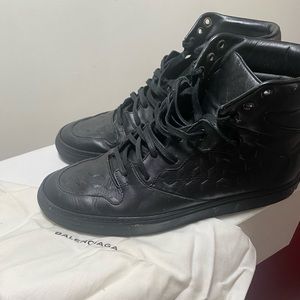 Balenciaga black embossed high top sneaker